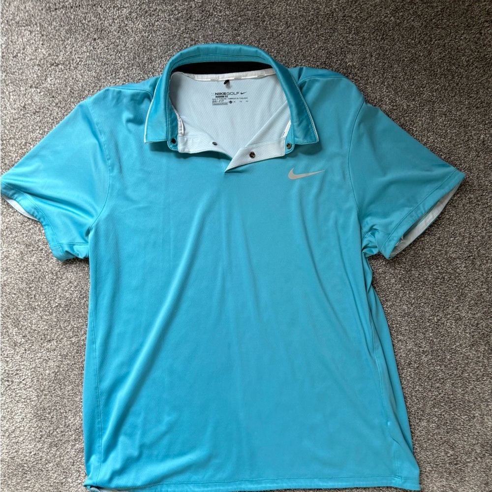 Nike Men's Turquoise Polo with White Swoosh